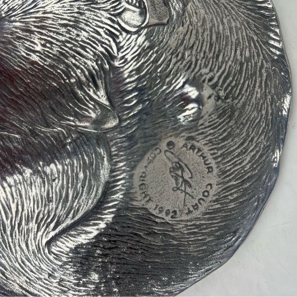 Collectible 90s Arthur Court sleeping cat dish-cast aluminum - Picture 6 of 10